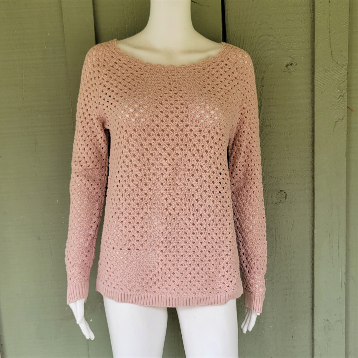 Ann Taylor LOFT Blush Pink Cotton Knit Sweater Petite Medium MP