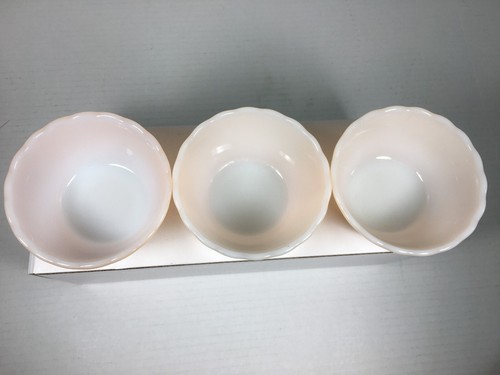 3 Vintage Fire King Peach Luster Scalloped Edge Custard Bowls - Picture 8 of 16