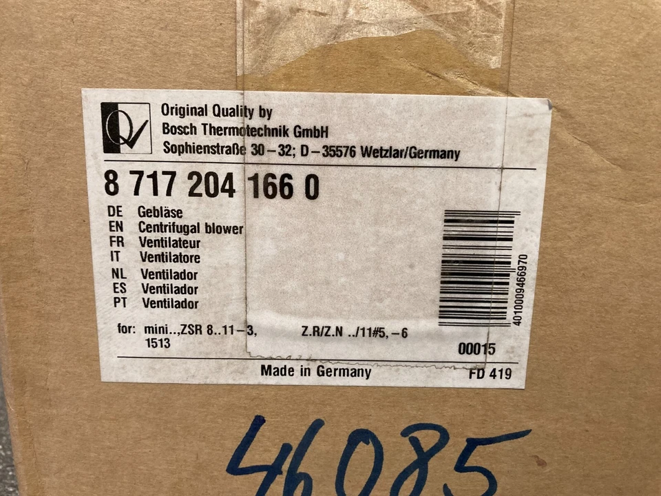 Soplador centrífugo Bosch N.º de parte:87172041660 RL85/0027 A17 - 220-240V 50Hz Foto 2 de 4