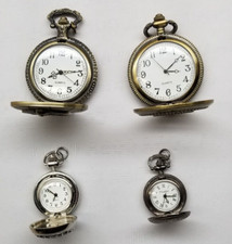 Lot of 4 Vintage Pocket Watches not Working, for Parts, Quartz