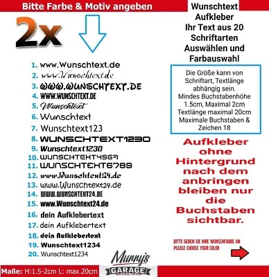 2x Wunschtext Aufkleber Sticker Autoaufkleber Schriftzug deine Webseite  Namen - Bild 1 von 4