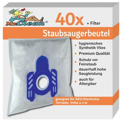 40 Mr.Clean Staubsaugerbeutel geeig. Progress Diamant Serie: D 812 . 850 . 1400