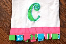 Initial baby by Mud Pie ribbon tab blanket