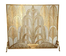 Italian Gold Art Deco Fireplace Screen Nouveau Style Fire Screen 35"H
