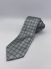 J Ferrari Tie 100 Polyester Back Silver Handmade Checkered