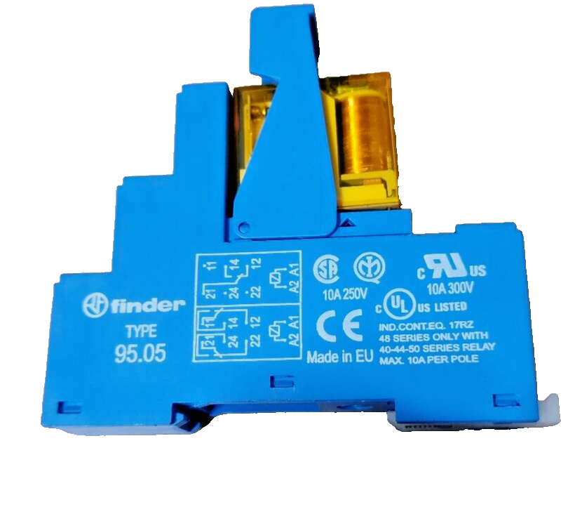 Finder 95.05 Type Relay Socket & Finder 40.52.8.120.0000 Relay 120Vac ...
