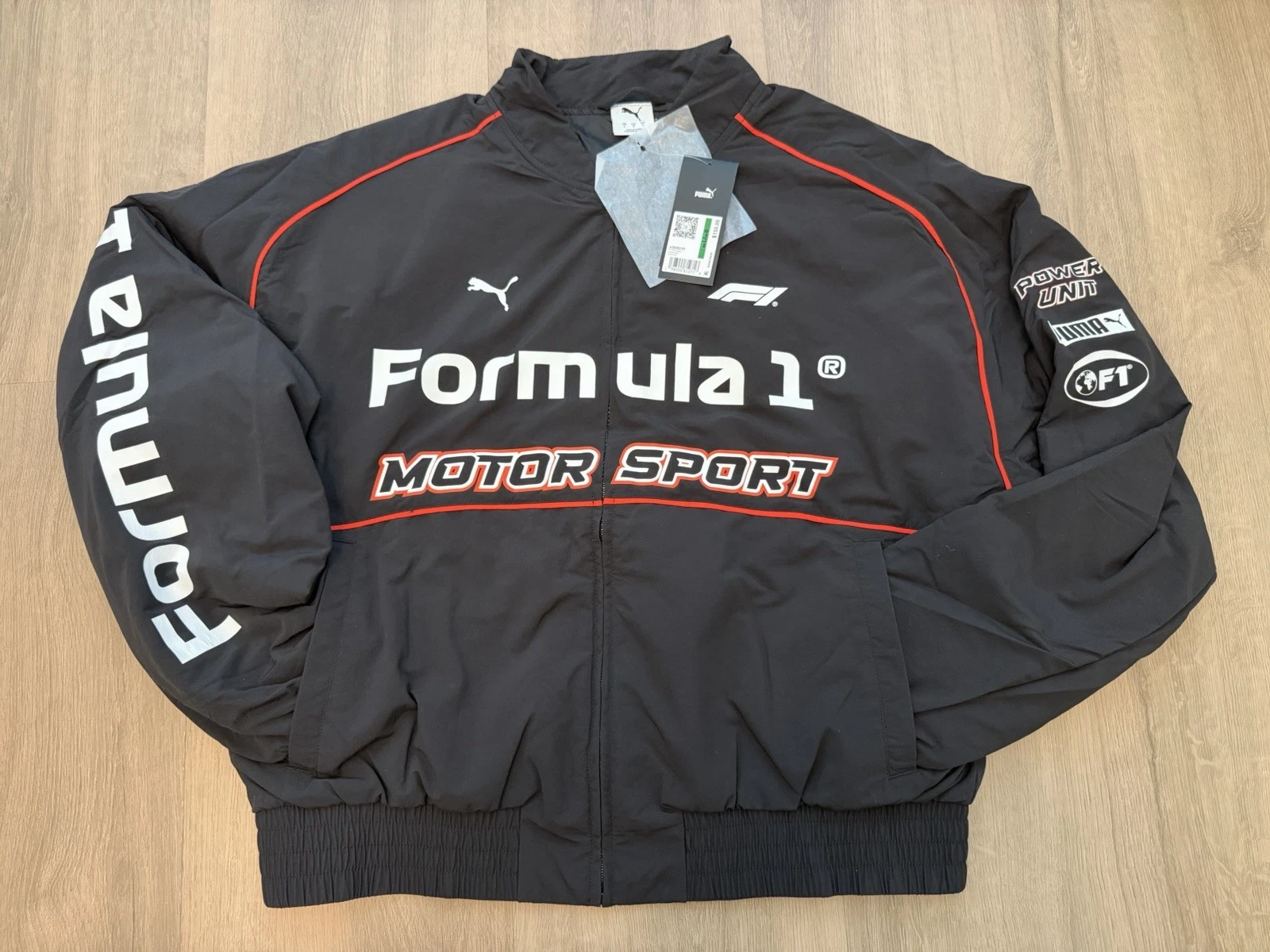 Puma F1 Pilot Jacket Mens Large Formula 1 Bomber Full Zip Black 635353 01 image 1