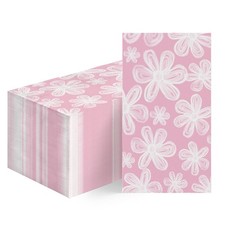 100 Spring Summer Disposable Paper Decorative Guest Pink Napkins, Flowers Han...