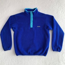 VTG Patagonia Synchilla Snap-T Fleece Pullover Girls 12 Made in USA 80s-90s Blue