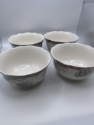 Robert Stanley Home Pine Lodge Soup/Cereal Bowls Set of 4 EUC