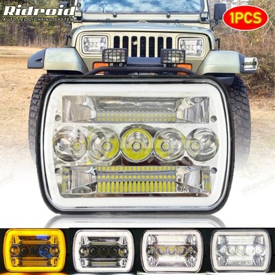 5x7 7x6'' LED Headlight Hi-Lo Beam For Jeep Cherokee XJ 84-01 Wrangler YJ 86-95
