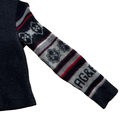 Rag & Bone GRAY fair aisle color block logo ribbed merino wool sweater M - Picture 4 of 9
