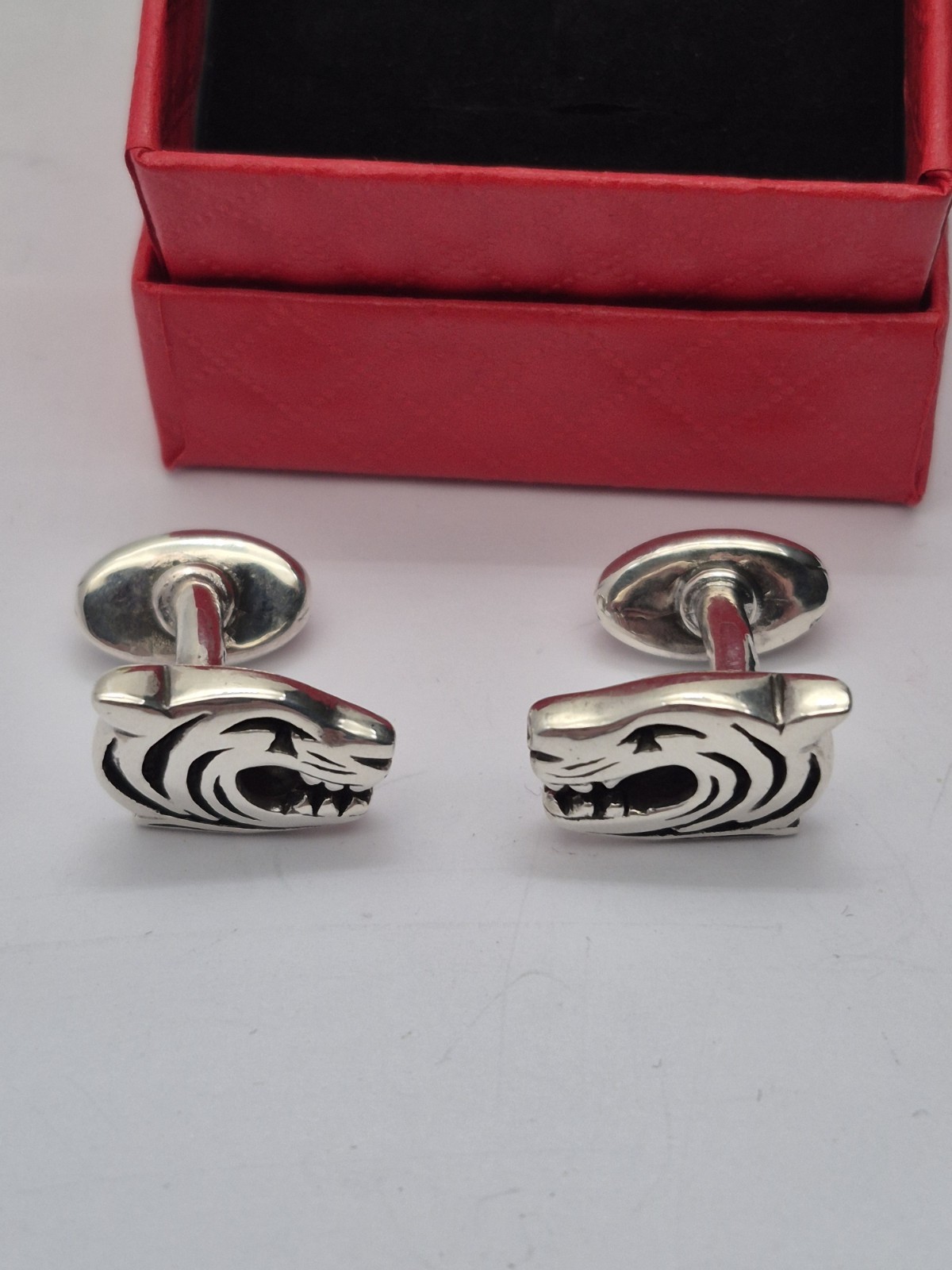 Solid Sterling Silver Hallmarked Tiger Cuff Links… - image 3