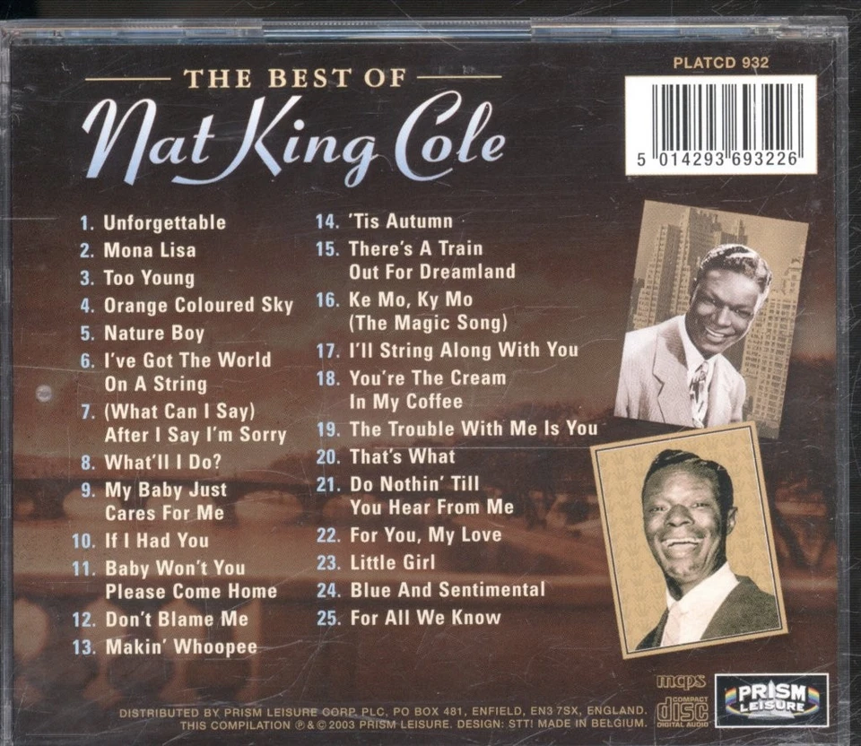 Lo Mejor De Nat King Cole CD Europa Prism Leisure 2003 PLATCD932 - Imagen 2 de 3