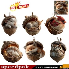 Forest Animal Acorn Ornament-Cozy ForestChristmas Ornament,2D Acrylic Hangs