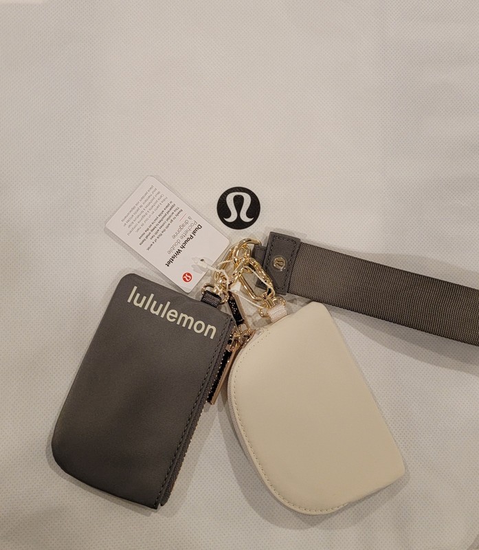AUTHENTIC Lululemon Dual Pouch Wristlet Wallet Grey Sage GRSG/LTIV/GOLD $48