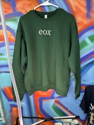EOX Minimalist Green Hoodie Embroidered Logo Unisex Pullover Sweatshirt Mens