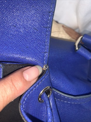 BARNEYS NEW YORK Mochila Bolso de Cuero Genuino Azul - Imagen 8 de 13