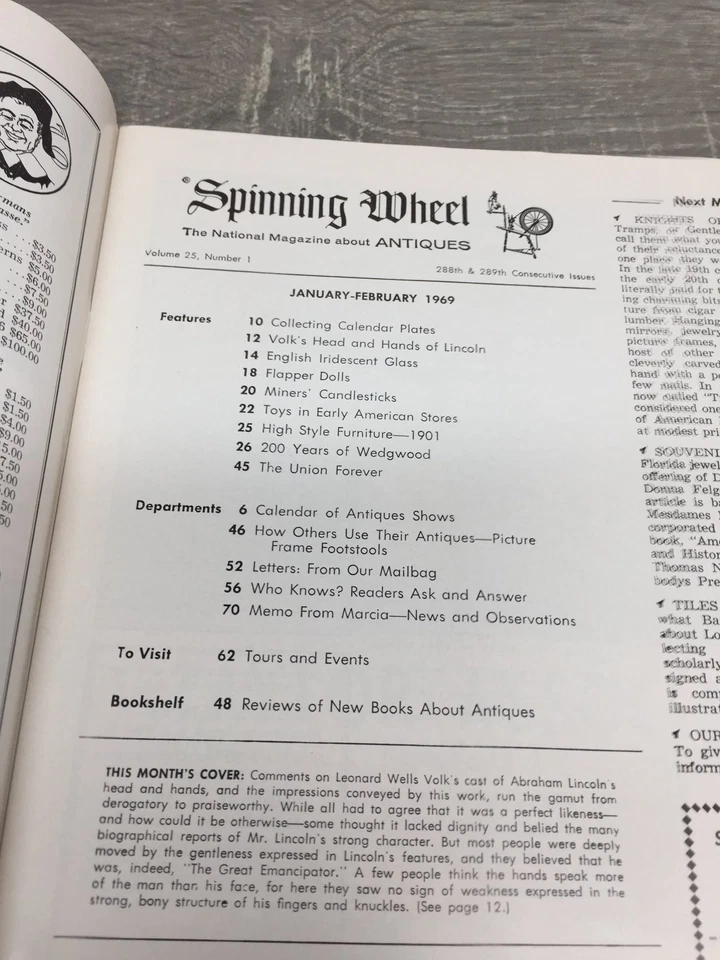 Spinning Wheel Magazine Jan-Feb 1969 Vol 25 No 1 Antiques Lincoln flapper dolls - Image 3 of 4
