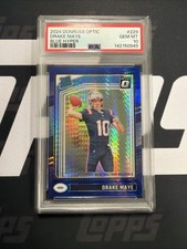 2024 Panini Donruss Optic Football Drake Maye Blue Hyper Rated Rookie PSA 10