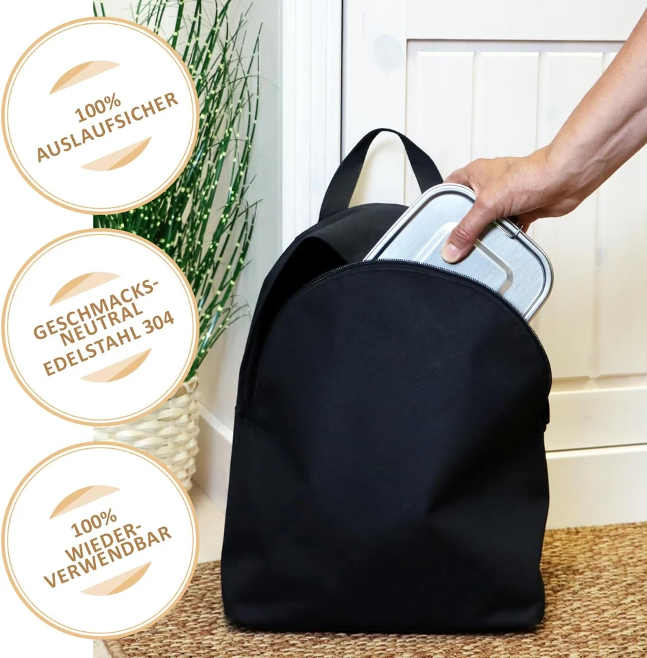 ® Portapranzo in Acciaio Inossidabile - Contenitore per Alimenti Con Divisorio R - Immagine 2 di 4