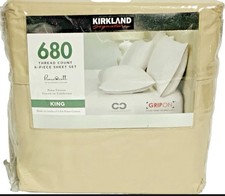Kirkland Signature 680 Thread Count 4-Piece Pima Cotton Sheet Set King Oatmeal