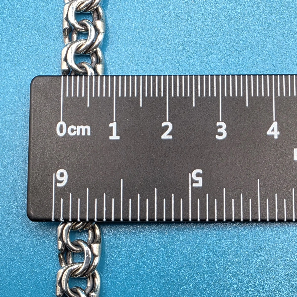 Schweres 925 Sterlingsilber Chino Doppel Glieder Handarbeit Armband 8,85 Zoll