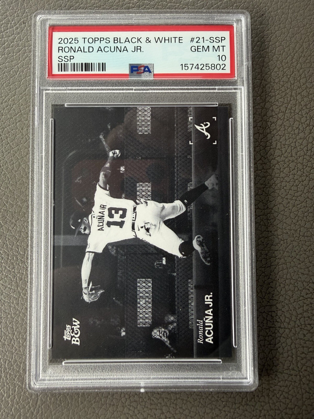 2025 Topps Black & White Ronald Acuna Jr SSP #21-SSP PSA 10 view 1