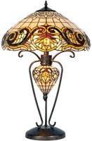 LumiLamp 5LL-5475 Tiffany Tischlampe Ø 46X76 Cm Gelb Glas Schreibtischlampe