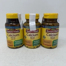 3 PACK - Nature Made Calcium 600 mg with D3, 120 per Bottle (360 Tablet Total)