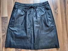 Massimo Dutti butterweicher Echtleder-Rock Lederrock S/XS schwarz Lamm Gummizug