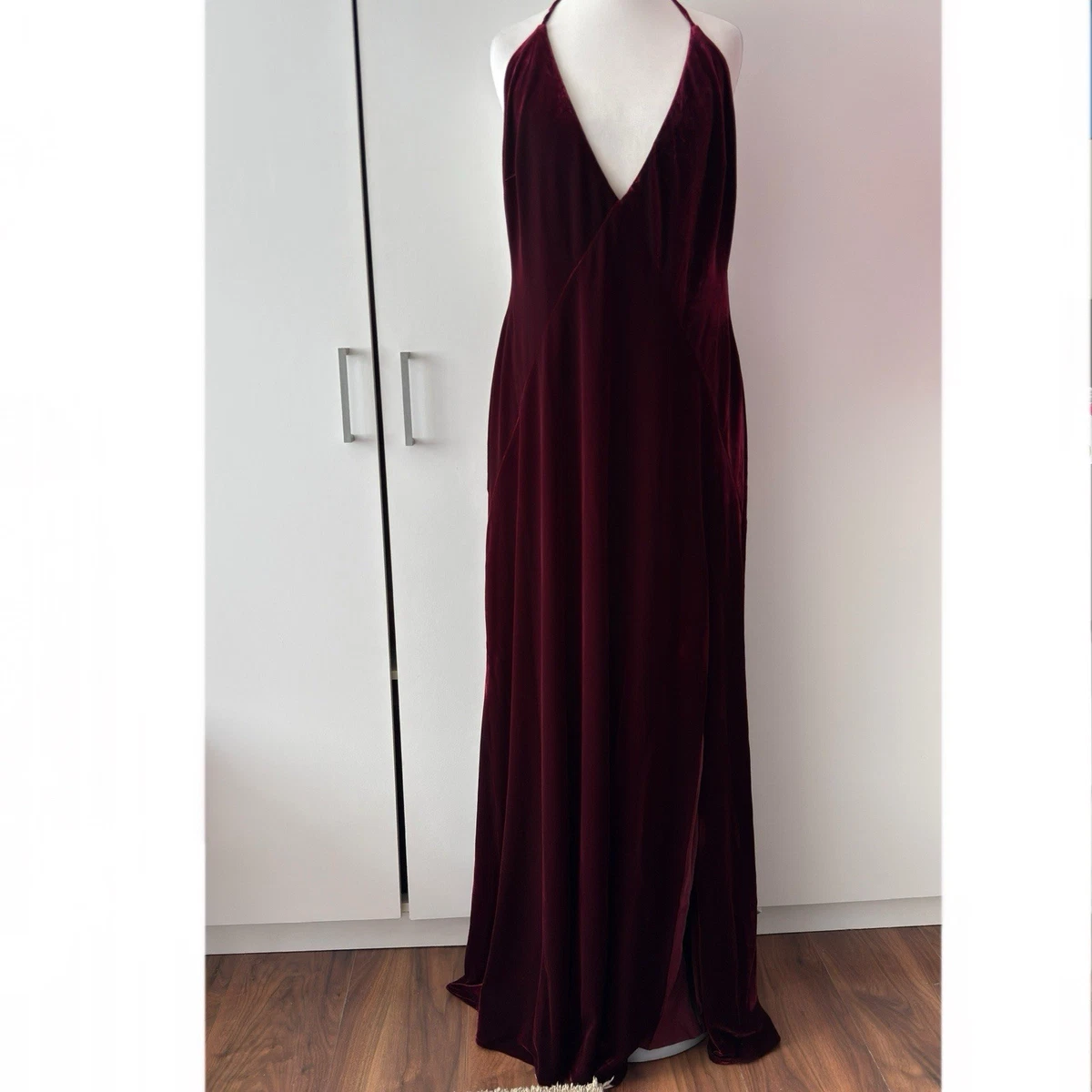 sachin and babi light blue dress Bardot Yve Plunging Halter Sequin + Satin Slip Maxi Dress in Green main image 1