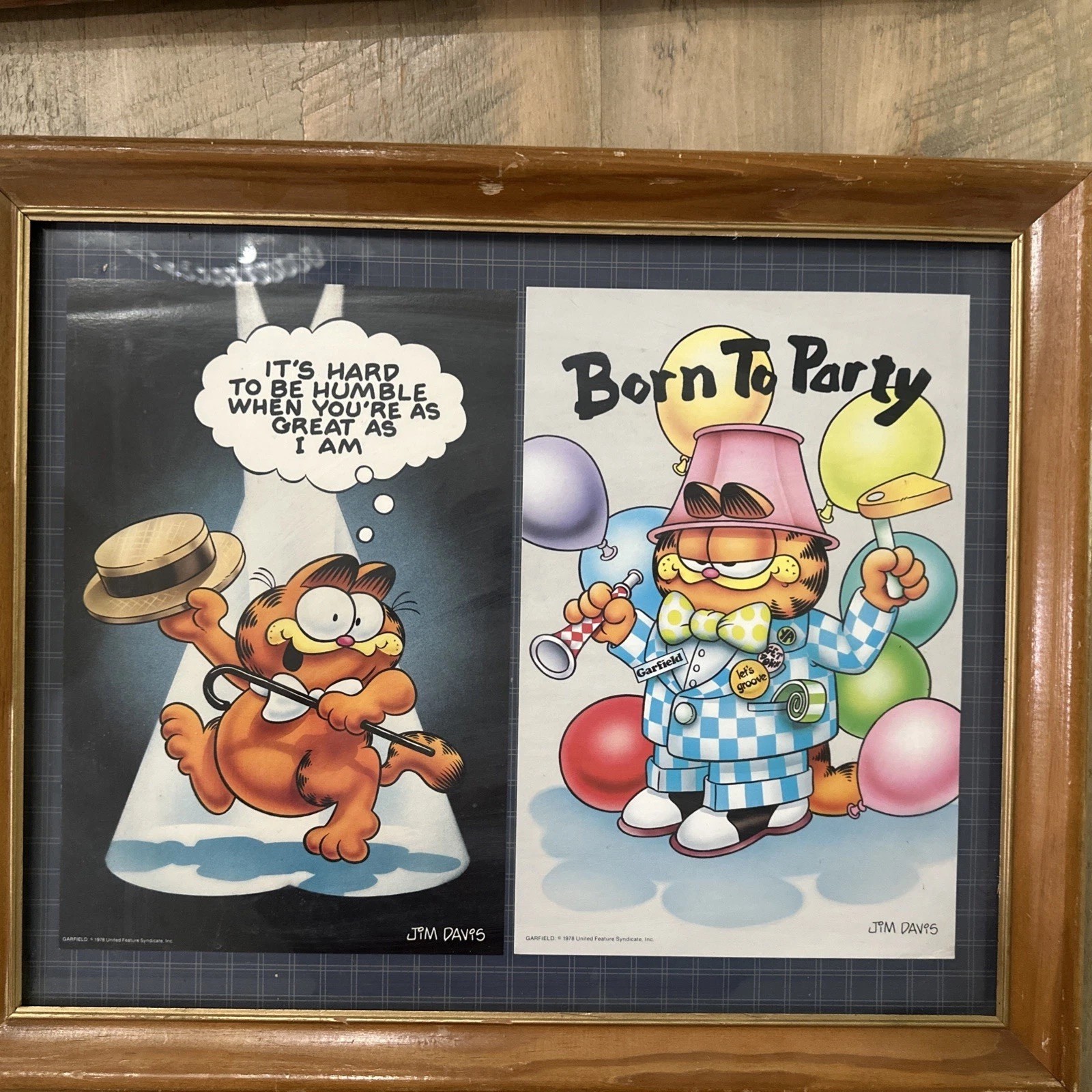 Vintage Garfield Framed Drawing And Coloring Art 18”x 22”Unique One Of A Kind
