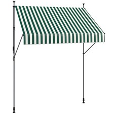 Outsunny Tenda da Sole con Supporti Regolabili e Manovella Verde e Bianco