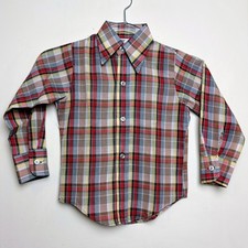 Vintage Billy The Kid Western 70s Boys Plaid Button Down Shirt Size 5