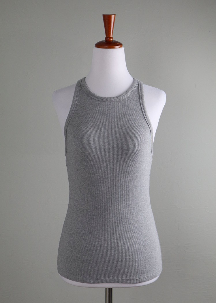 SEZANE $55 Solid Heather Gray Ribbed Cotton Class… - image 1