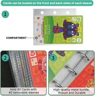 animal crossing card binder 80 Pockets Binder Holder for Animal Crossing Amiibo Cards, Fits 80 Pcs 2.5  x 3.8