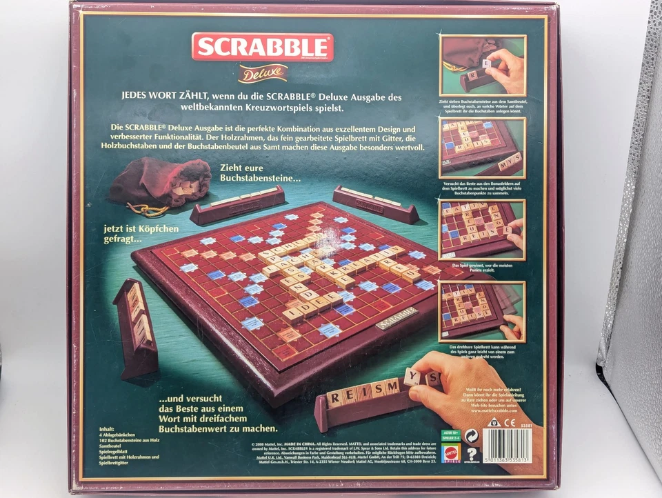 Scrabble Deluxe Mattel Lege Gesellschaftsspiel VIntage Komplett Sehr Gut - Bild 3 von 4