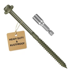 Timber Screws #14 x 5 inch Heavy Duty Wood Screws with Hex Socket Green Outdo...