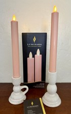 Luminara Mellow Peach Flameless Battery Operated Taper Candles Set/2  New