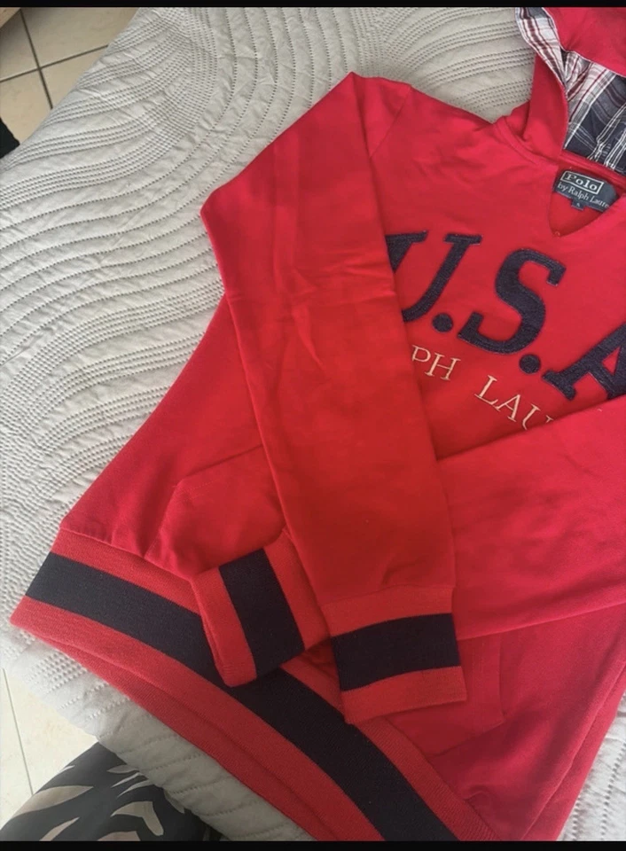 Polo by Ralph Lauren Sweat à capuche homme rouge S logo USA manches longues - Photo 2/4