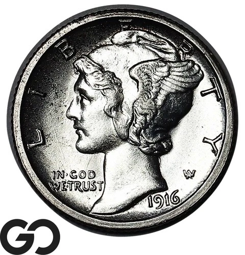 1916-S Mercury Dime Choice BU+