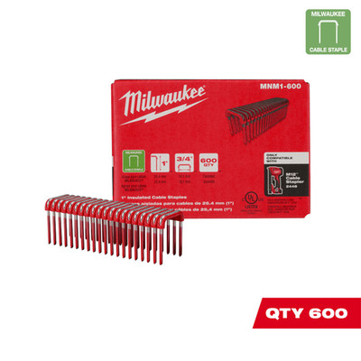 Milwaukee MNM1-600 Insulated Cable Staples 1'' Galvanized Steel 600 Count