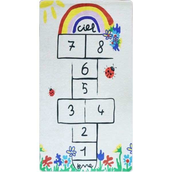 Tapis marelle beige 80x150 cm pour stimuler l'éveil dans la chambre enfant
