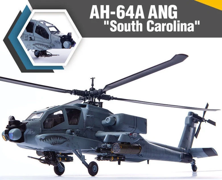 KIT MODELLINO ELICOTTERO ACADEMY ELICOTTERO APACHE AH-64A ANG SUD CAROLINA 1:35 - Immagine 2 di 4