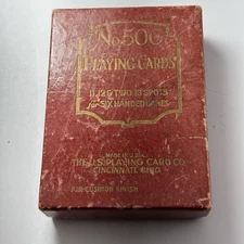 Vintage US Playing Card Co. No. 500 Playing Cards Complete with Joker Red VGC