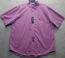 Chaps Shirt Mens XXL Multi Gingham Easy Care Short Sleeve Collared Button-Down