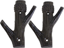 2 PCS Decorative Cast Iron Tree Branch Wall Hook, Rustic Coat Hook/Hanger/Antiqu