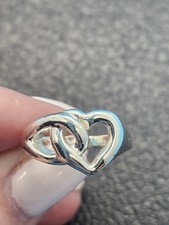 Sterling Silver 925 Open Heart Crossover Ring...