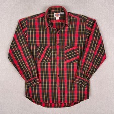 Vintage 90s Dickies Heavy Flannel Blanket Button Up Over Shirt Mens M Red Plaid